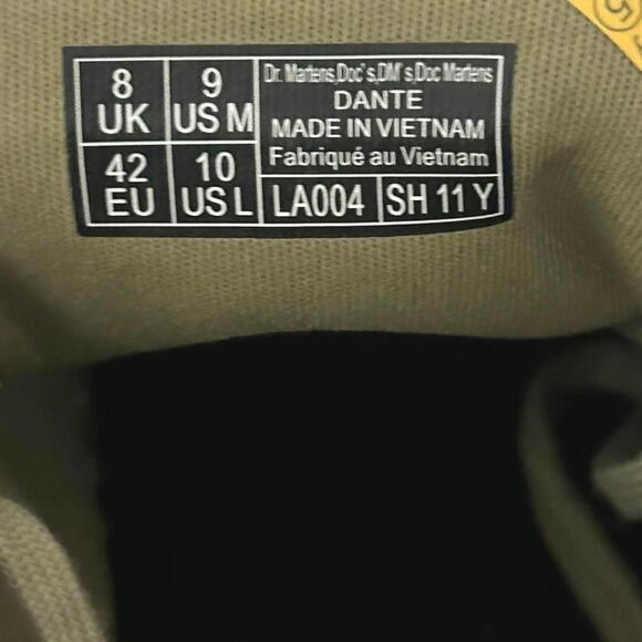Dr. Martens Dante Canvas Shoes "Muted Olive Green" Mens 9 | NEW - Picture 6 of 6